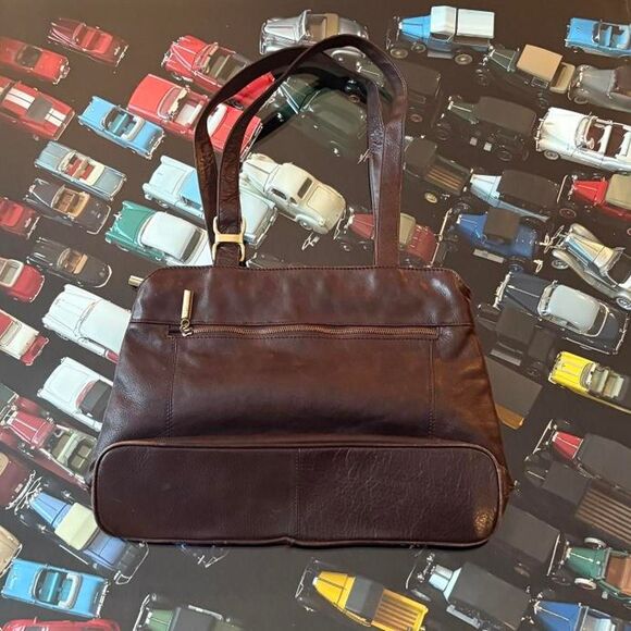 Liz Claiborne Vintage Leather Brown Bag Shoulder Purse Tote - Picture 4 of 7
